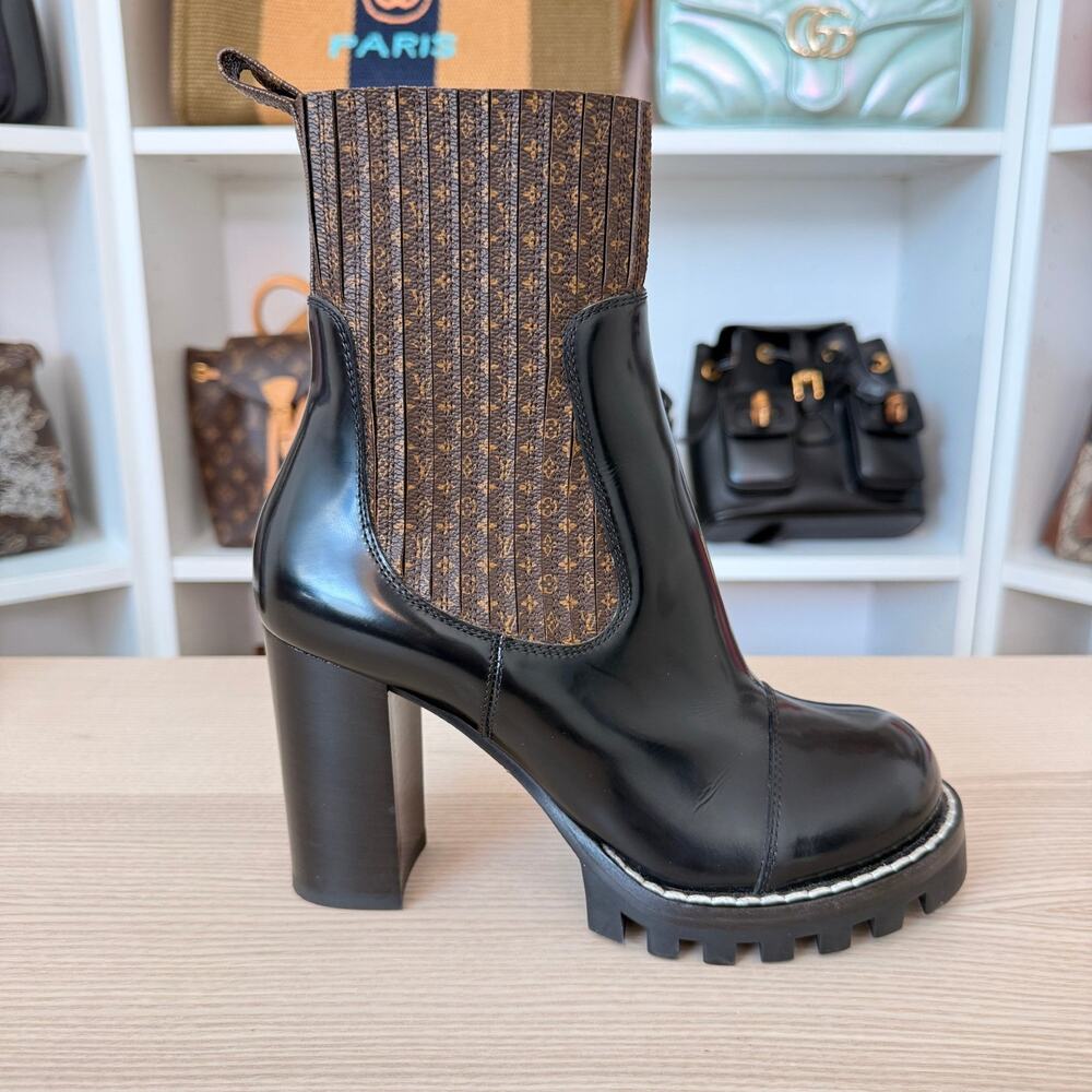 Louis Vuitton Monogram Ankle Boots Smooth Leather Size 37.5 EU / 7.5 US - Picture 2 of 14